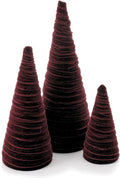 Your Heart's Content Wine Velvet Trees Set of 3, Valentine Tree Tabletop, Elegant Mantel Accent, Tablescape, Modern Farmhouse Centerpiece (Wine)