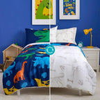 Joiedomi Kid Twin Comforter Set - 5 Piece Dinosaur Bedding Set for Boys/Girls - Super Soft Microfiber Bed in a Bag with Comforter, Sheets, Pillowcase & Sham