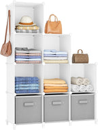 HOMIDEC Closet Organizers and Storage, 9 Cube Storage Organizer, White | Portable Closet Organizer System, Storage Cubes Shelves, for Bedroom, Kids Room, Bathroom, Wardrobe, Clothes Rack