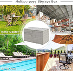 LDAILY Rattan Storage Box, Wicker Storage Box with 2 Shelves, Outdoor Deck Box, Backyard Garden Storage Box with Lid, Rattan Storage Box for Storing Accessories, Tools and Toys - Grey