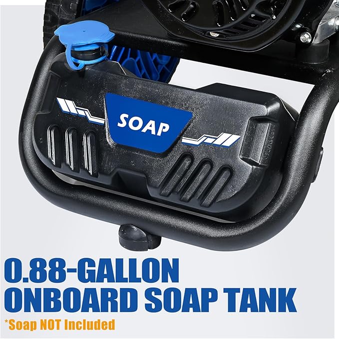 TOOLCY 3400 PSI Gas Pressure Washer, 2.8 GPM Gas Powered Power Washer with Soap Tank, Reinforced Pump & 212cc OHV Engine, 35 FT Pressure Hose, Quick Connect Swivel Pressure Gun, 5 Nozzles for Homes