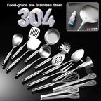 Stainless Steel Kitchen Utensils 13 PCS All Metal Set for Cooking | Food-grade 304;Dishwasher Safe;Made To Last;Meets All Needs;Great Choice for Gifts