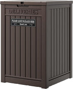 Package Delivery Box for Outside with Sticker, 48 Gallon Storage with Lockable Secure, Large Double Wall Resin Outdoor Package Delivery Waterproof Deck
