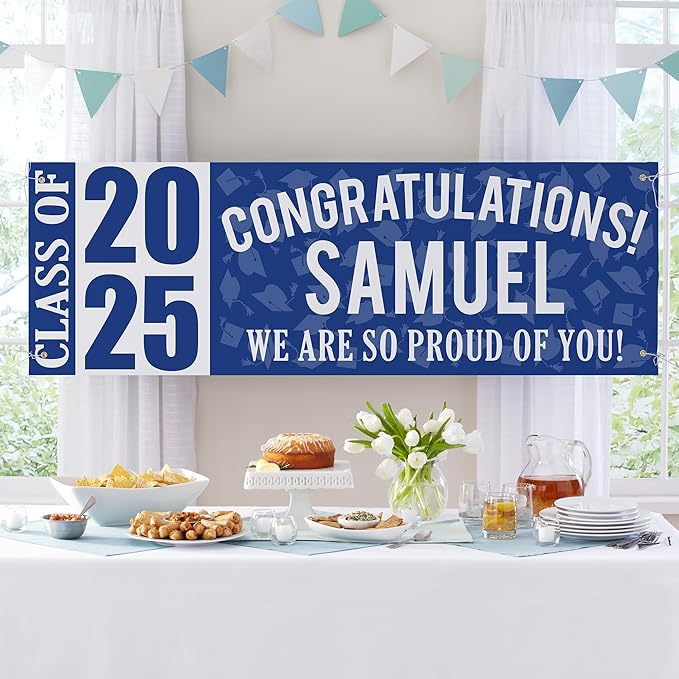 Let's Make Memories Personalized Graduation Banner Class of 2025 - Graduation Party Decorations - Congratulations Banner - Indoor/Outdoor Vinyl - Best in Class - Green - 10 ft.