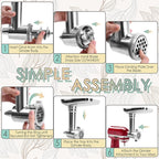 Metal Meat Grinder Attachment for KitchenAid Stand Mixers of All Models | Sausage Stuffer, Food Processor, Aluminum Alloy, Not Dishwasher Safe, Hand Wash Only, Mixer/Machine NOT Included