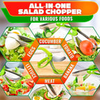 Salad Scissors for Chopped Salad, 8.9 In Stainless Steel | Double-Blade Lettuce Chopper Scissors; Chops Greens, Tomato & Herbs in Bowl, No Knife Needed; Anti-Splash Head; Safety Lock
