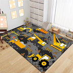 Construction Rugs for Boys Room Play Rug for Cars and Trucks Car Rug Play Mat Kids Rugs for Playroom Car Rug for Boys Room Construction Decor for Boys Room,Grey 3'×4'