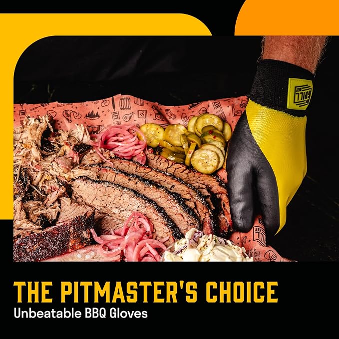 Hey Grill Hey Pitmaster Gloves | BBQ Gloves | Heat Protection up to 500°F or 260°C | High Temp Resistance | Fireproof Glove for Grilling Smoking Barbecue | Washable Mitts | Waterproof | Size - Medium