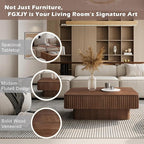 Lift Coffee Table with Storage & Adjustable Height, Solid Wood Coffee Table Fluted Center Table Accent Tea Table or Living Room, Apartment, Office (38.6" Walnut)