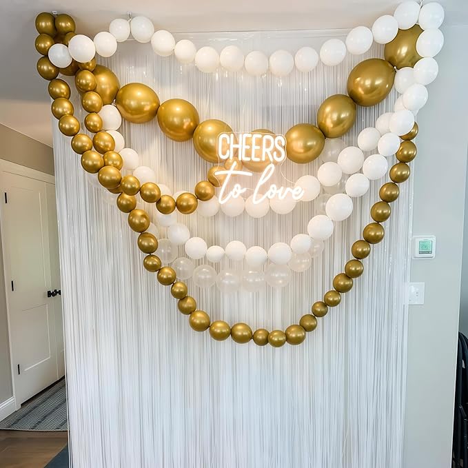 White and Gold Quick Link Balloons, 100PCS 6 Inch Small Baby Pink Linking Balloons for Making Balloon Wall Heart Arch Tails Balloon for Girls Wedding Birthday Baby Shower Engagement Party Decorations