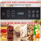 Fendia Food Dehydrator for Jerky, 7 Stainless Steel Large Trays, 600W Fruit Dehydrator, 24H Timer and 194°F Temperature Control, Overheat Protection, Food Dryer for Jerky, Herbs, Fruit, Dog Treats
