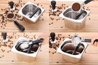 Coffee Knock Box Stainless Steel, 6.9 Inch Espresso Knock Box for Espresso Coffee Grounds, Built-In Knock Box with Rubber Knock Bar, 2L Large Capacity for Home Barista & Coffee Bar