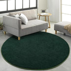 Round Area Rugs for Bedroom Living Room, 5x5 Dark Green Super Soft Comfy Thickened Memory-Foam Indoor Circle Carpet, Modern Aesthetic Minimalist Carpet for Boys Girls Adults Nursery Home Décor