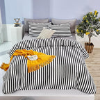 White and Black Striped Comforter Set Full/Queen Soft Durable Striated Bedding Set Ticking Quilts for Girls Boys Hotel Quality