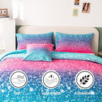 RYNGHIPY 6Pcs Gradient Glitter Comforter Sets for Teen Girls Full Size, Colorful Rainbow All-Season Coverlet Set, Ultra Soft Bedding Collections