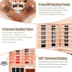 Ceramic Infrared Sauna 2-3 Person Infrared Saunas for Home Low EMF Indoor Home Sauna Spa Hemlock Wooden Corner Sauna Room with Bluetooth Speakers, LED Reading Lamps, Chromotherapy Lights