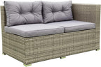 4-Piece Patio Furniture Outdoor Sofa Set, Wicker Sectional Loveseat Couch with Large Storage Box and Glass Table, for Garden Backyard Porch, 1, Gray