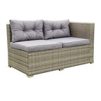 Patio Furniture Set, 4 Pieces PE Wicker Rattan Outdoor Conversation Sectional Sofa with Tempered Glass Table and Storage Box, for Backyard Lawn Garden Lown Porch, E-Grey