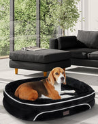 OhGeni Orthopedic Dog Bed Couch for Large Sized Pets with Egg Foam Support, Four-Sided Bolster Cushions, Soft Tear-Resistant Fabric, and Removable Machine Washable Plush Cover 35-Inch (Black)