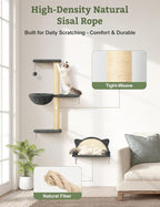 5-in-1 Cat Wall Shelves, Solid Wood Cat Wall Furniture Set for Indoor Cats | 44 lb per Shelf, 72-Hour Load Tested, Pre-Drilled, Fits 16 in. Stud Drywall & Solid Walls, for Small to Medium Cats