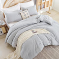Light Grey Comforter Set King Size - 3 Pieces Lightweight Grey Solid Bedding Set - All Season Fluffy Microfiber Bed Set (1 Comforter, 2 Pillowcases)