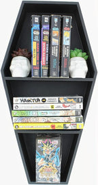 MANNY'S MYSTERIOUS ODDITIES Coffin Bookshelf - Includes Removable Shelves - Small and Large Coffin Shelf 20 Inch and 14 Inch - Gothic Decor for Home