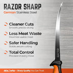 Rhinoreto Fillet Knife for Fish - Razor Sharp G4116 German Stainless Steel Blade, 9 Inch Professional Filleting & Boning Knife with Non-Slip Handle, Protective Sheath & Sharpener