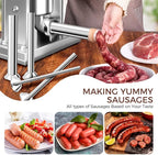5-Size Stainless Steel Sausage Stuffer Tubes | Food-Grade Sausage Stuffing Funnels (8mm-15mm-21mm-31mm-38mm), 52mm Base Diameter Replacement Horns for Home Sausage Making