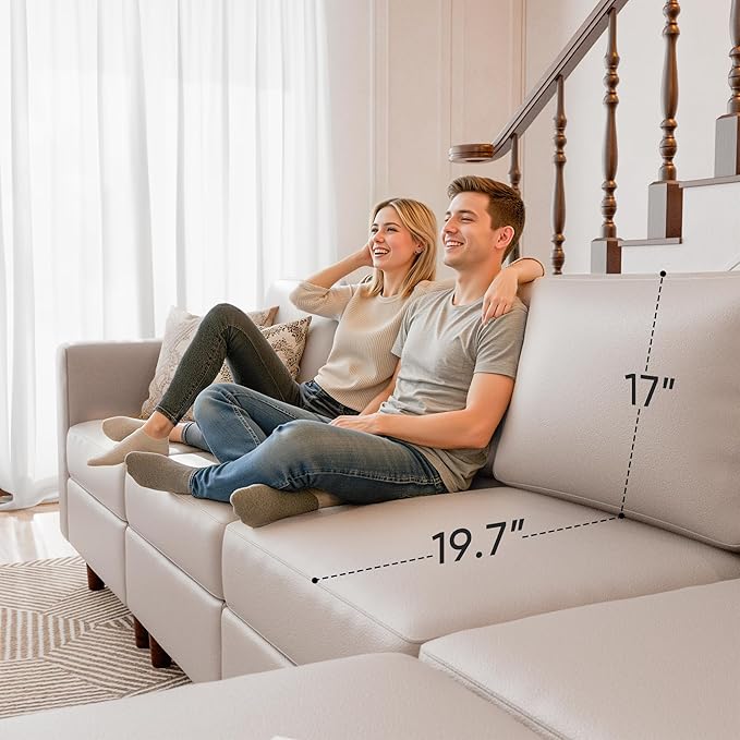 Oversized 145.5" Faux Leather Modular Sectional Sofa, Modern Large 12 Seater U Shaped Couch with Storage Seat with Reversible Chaise Deep Seat for Living Room DIY Combination - Whitesand