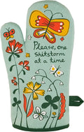 Blue Q Please, One Storm at a Time Funny Oven Mitts - Cute Oven Mitts, Home Kitchen Gifts, Cooking Accessories, Super-Insulated Quilting, Comfy Natural-Fitting Shape, 100% Cotton, Size 12.5"L x 7.5"W