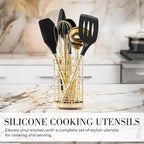 Styled Settings Black and Gold Kitchen Utensils Set, 23-Piece | Stainless Steel, Silicone, 23-Piece Kitchen Accessories Includes Gold Measuring Cups, Spoons, Cooking, and Kitchen Decor