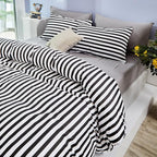 White and Black Striped Comforter Set Full/Queen Soft Durable Striated Bedding Set Ticking Quilts for Girls Boys Hotel Quality