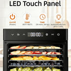 Simple Deluxe Food Dehydrator Machine, Fruit Dryer Machine with 8 Stainless Steel Trays, 24H Digital Timer 185°F Temperature Control, 500W Food Dryer for Jerky Meat Herb Fruit and Dog Treat, Black