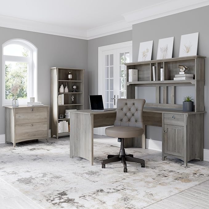 Bush Furniture Salinas 2 Drawer Lateral File Cabinet in Driftwood Gray