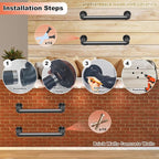 1-Rung Wall Mounted Ladder, Heavy-Duty Metal 1FT Egress Window & Loft Ladder for Basement, Attic Bunk Bed, Fire Escape - 700LBS Load, Matte Black-2PCS
