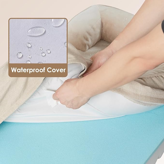 EHEYCIGA Orthopedic Dog Beds for Large Dogs, Waterproof Memory Foam Large Dog Bed with Sides, Non-Slip Bottom and Egg-Crate Foam Large Dog Couch Bed with Washable Removable Cover, Beige