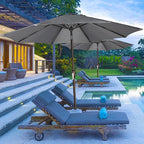 Blissun 9' Outdoor Patio Umbrella, Outdoor Table Umbrella, Yard Umbrella, Market Umbrella with 8 Sturdy Ribs, Push Button Tilt and Crank