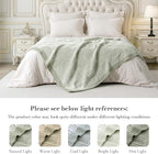 Amélie Home Chenille Knit Throw Blanket for Couch, Checkered Texture Decorative Soft Blanket for Sofa, Bed & Living Room, 50"x60", Sage Green & White