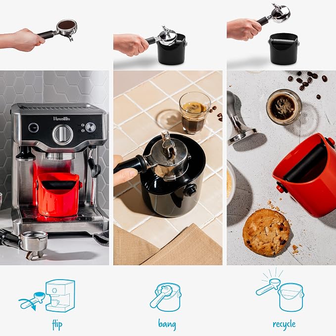 Dreamfarm Grindenstèin Sturdy, Compact, Modern Space-Saving Espresso Coffee Grind Knock Box - Black