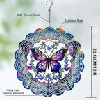 Wind Spinners Outdoor Butterfly Decorations - Birthday Gifts for Women Mom Grandma, Butterflies Hanging Wind Spinner 12 inch 3D Wind Sculptures for Garden Decor for Outside, Patio, Yard, Outdoor