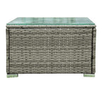 Patio Furniture Set, 4 Pieces PE Wicker Rattan Outdoor Conversation Sectional Sofa with Tempered Glass Table and Storage Box, for Backyard Lawn Garden Lown Porch, E-Grey