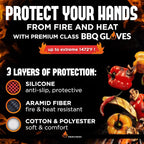 BBQ Grill & Oven Gloves 1472°F Heat Resistant | Storage Case & Gift Box | Fireproof, non-slip silicone mitts, extra-long protection for grilling, smoking & baking | Pro Series BBQ gloves - Easy clean