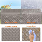 ROJIK Outdoor Storage Housing Deck Box - Waterproof Patio Furniture, Garden Tools, Cushions, Pool Accessories Storage Bench with Lockable Lid and Side Handles (Grey pattern,100 Gal)