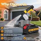 Cordless Pressure Washer, 21V Portable Pressure Washer Cordless, 130Bar Powerful car Washer with 2 * 3.0AhBattery&Multifunctional Nozzle, for Cars/Floors/Gardens