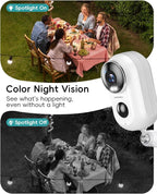 ZUMIMALL Security Cameras Wireless Outdoor, 4 Packs, 2K Cameras for Home Security, Outdoor/Indoor Camera Battery Powered, 2.4G WiFi, Magnetic Mount,3MP Color Night Vision/Siren/PIR/AI/Cloud/Alexa