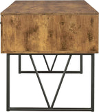 Coaster Home Furnishings Analiese Rustic 63-Inch 4-Drawer Home Office Computer Writing Desk Study Table with Storage Engineered Eco-Friendly Wood Look Laminate Sturdy Steel Base Rustic Nutmeg 800999