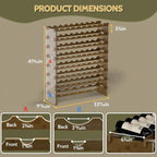 Bamboo Large Wine Rack, 8-Tier Freestanding Floor Bottle Storage Holder | 69-Bottle Storage | Wooden Wine Storage Organizer Shelves for Kitchen Bar, Cellar, & Dining Room | Walnut | Anti-Tip Kit
