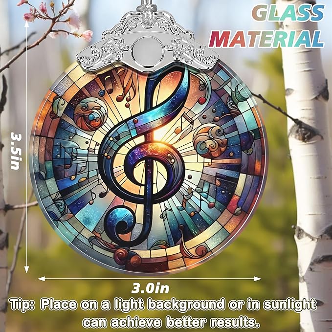 Musical Note Stained Glass Orament - Christmas Ornament - Christmas Decorations for Tree - Holiday Present ldeas - Gift Exchange