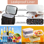 GLENKEY Expandable Lunch Box Cooler Bag - Insulated Soft Lunch Bag for Men Women - Large Lunchbox for Adults Work Camping Outdoor Travel Polka Dots 16L