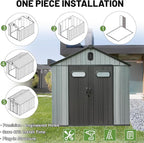 8X10FT Outdoor Resin Storage Shed, Waterproof Plastic Garden Shed with Lockable Door, Windows & Vents, Outside Storage Tool Shed for Patio Furniture, Lawn Mower, Bike